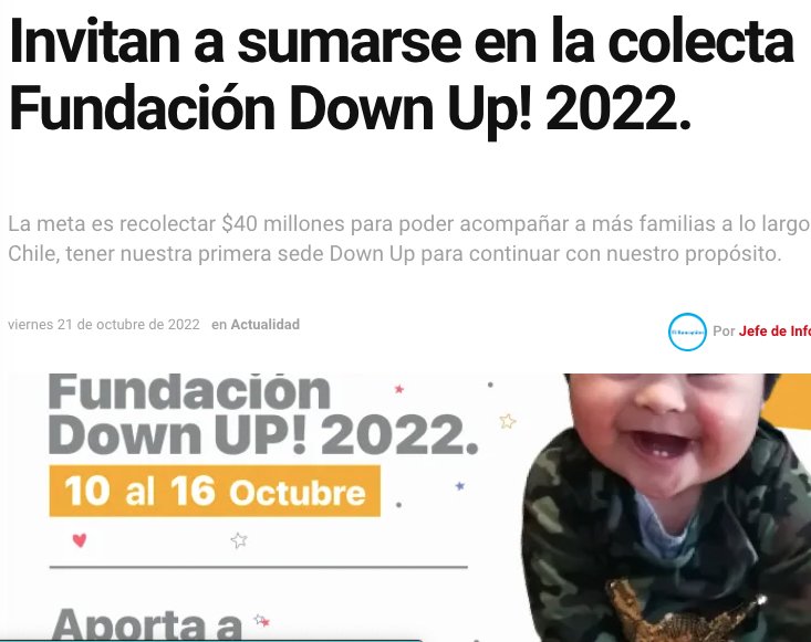 El Rancaguino: Invitan a sumarse en la colecta Fundación Down Up! 2022