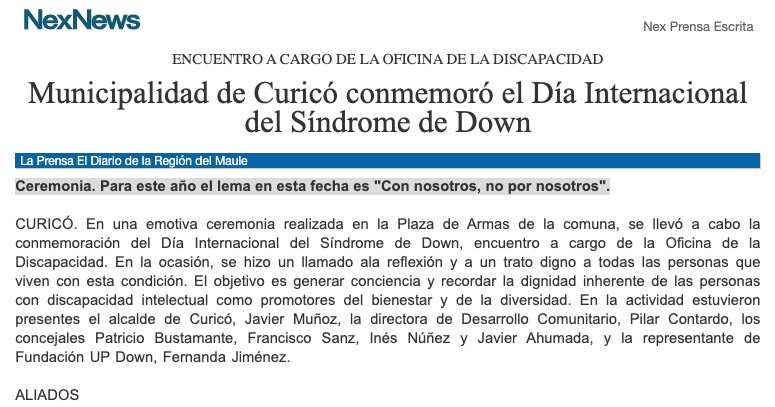 La Prensa El Diario de la Región del Maule: Municipalidad de Curicó conmemoró el Día Internacional del Síndrome de Down